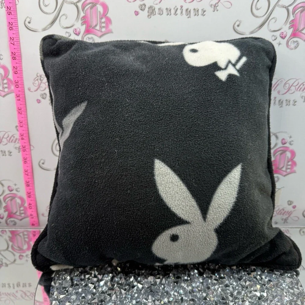 PLAYBOY bunny pillow bunnies Gray and Cream Bunny Fleece Accent Pillow